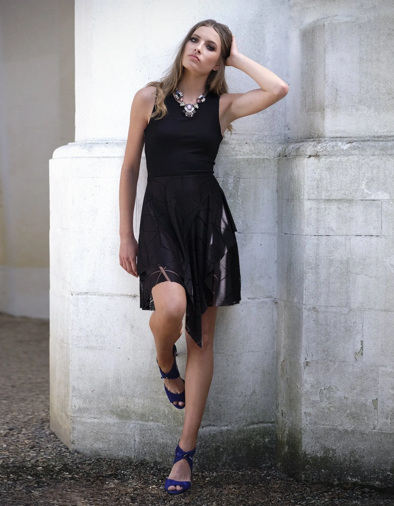 Sienna - Black Jersey-Lace Dress