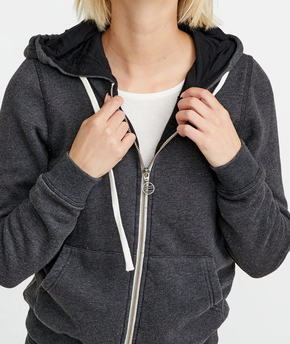 Signature Zip Lined Hoodie in Faded Black