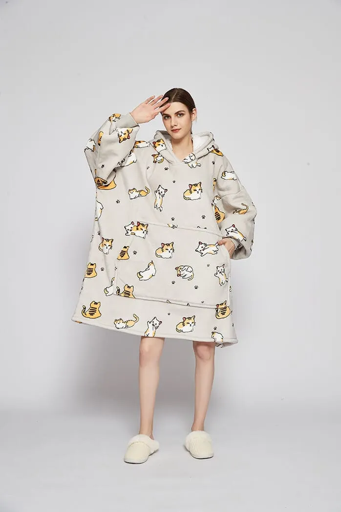 Snuggly™ Oversized Cat Mom & Dads Blanket Hoodie