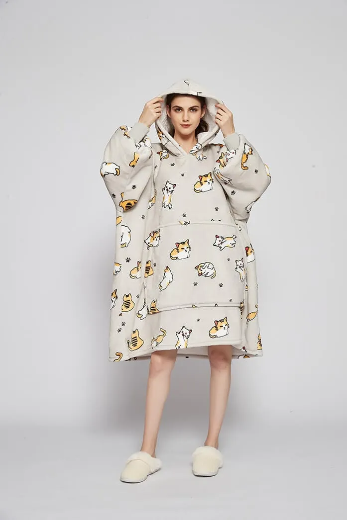 Snuggly™ Oversized Cat Mom & Dads Blanket Hoodie