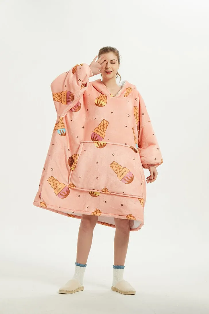 Snuggly™ Oversized Ice Cream Lover Blanket Hoodie