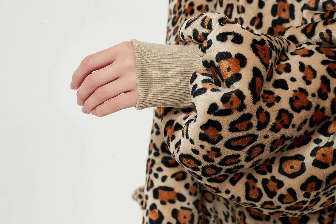 Snuggly™ Oversized Leopard Print Blanket Hoodie