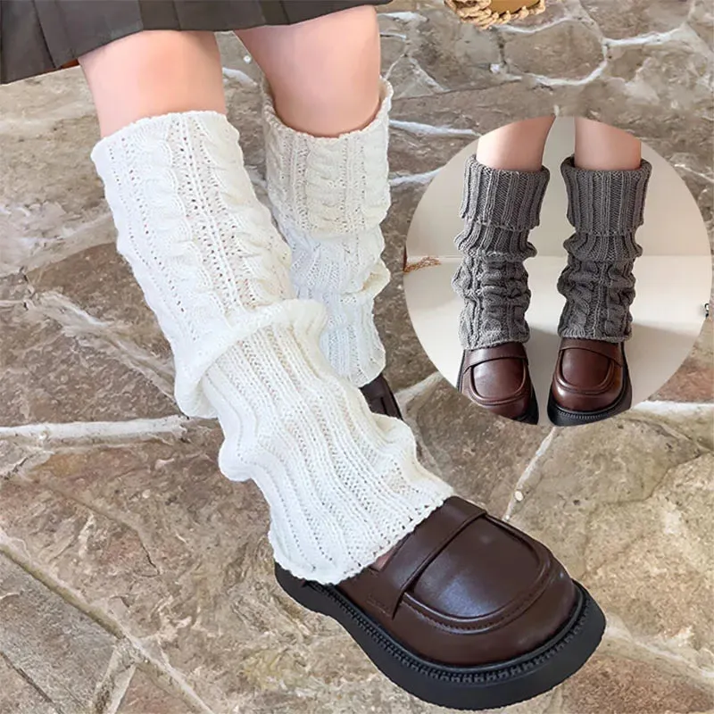 Sohiwoo Autumn Winter Children Leg Warmers for Girls Lolitas Style Twist Knitted Socks Warm Foot Cover Sweet Guards Socks