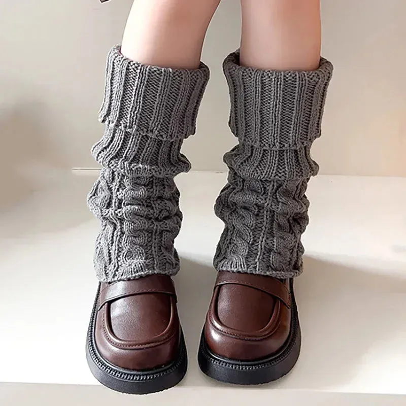 Sohiwoo Autumn Winter Children Leg Warmers for Girls Lolitas Style Twist Knitted Socks Warm Foot Cover Sweet Guards Socks