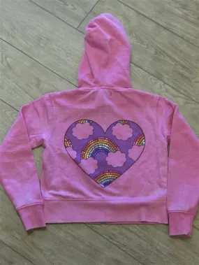 Sparkle By Stoopher Crystal Rainbow Love Girls Zip Up Hoodie