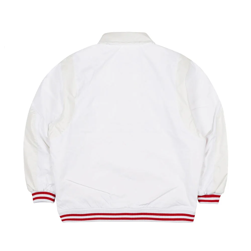 SPORTY LOGO COLLAR VARSITY JACKET WHITE