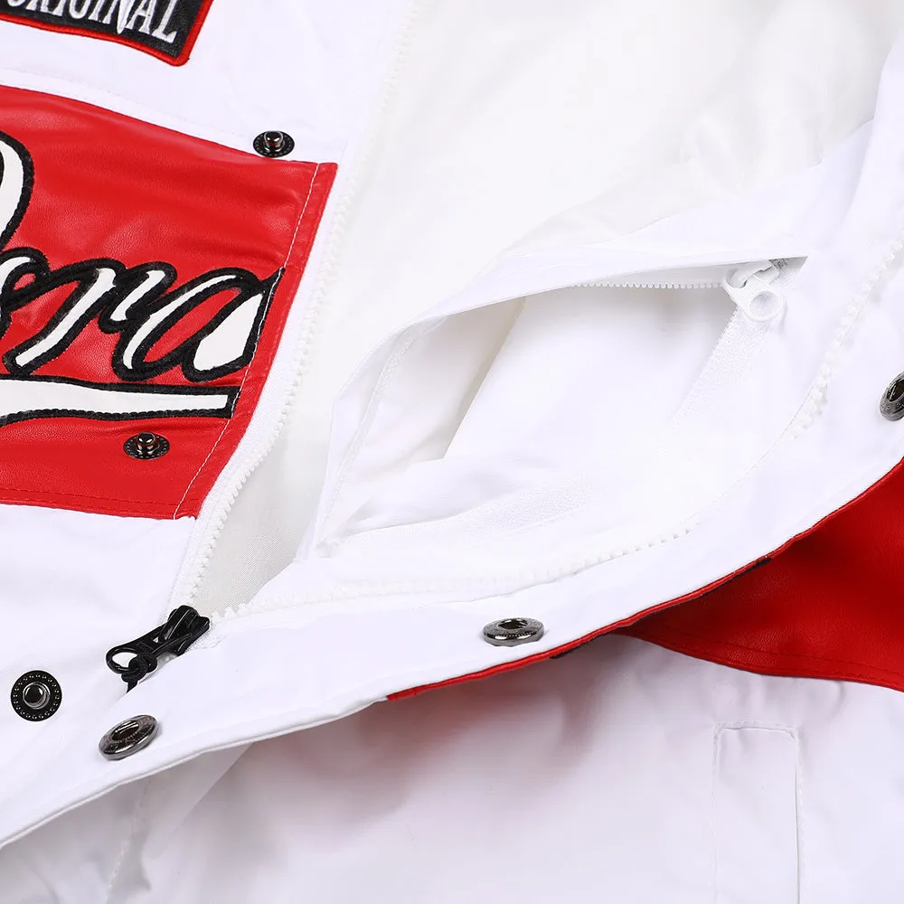 SPORTY LOGO COLLAR VARSITY JACKET WHITE