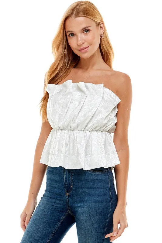 Strapless Metallic Top