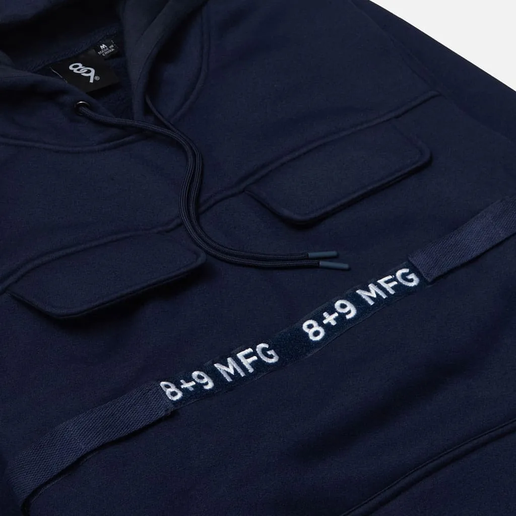 Strapped Up Slim Fleece Hoodie Navy