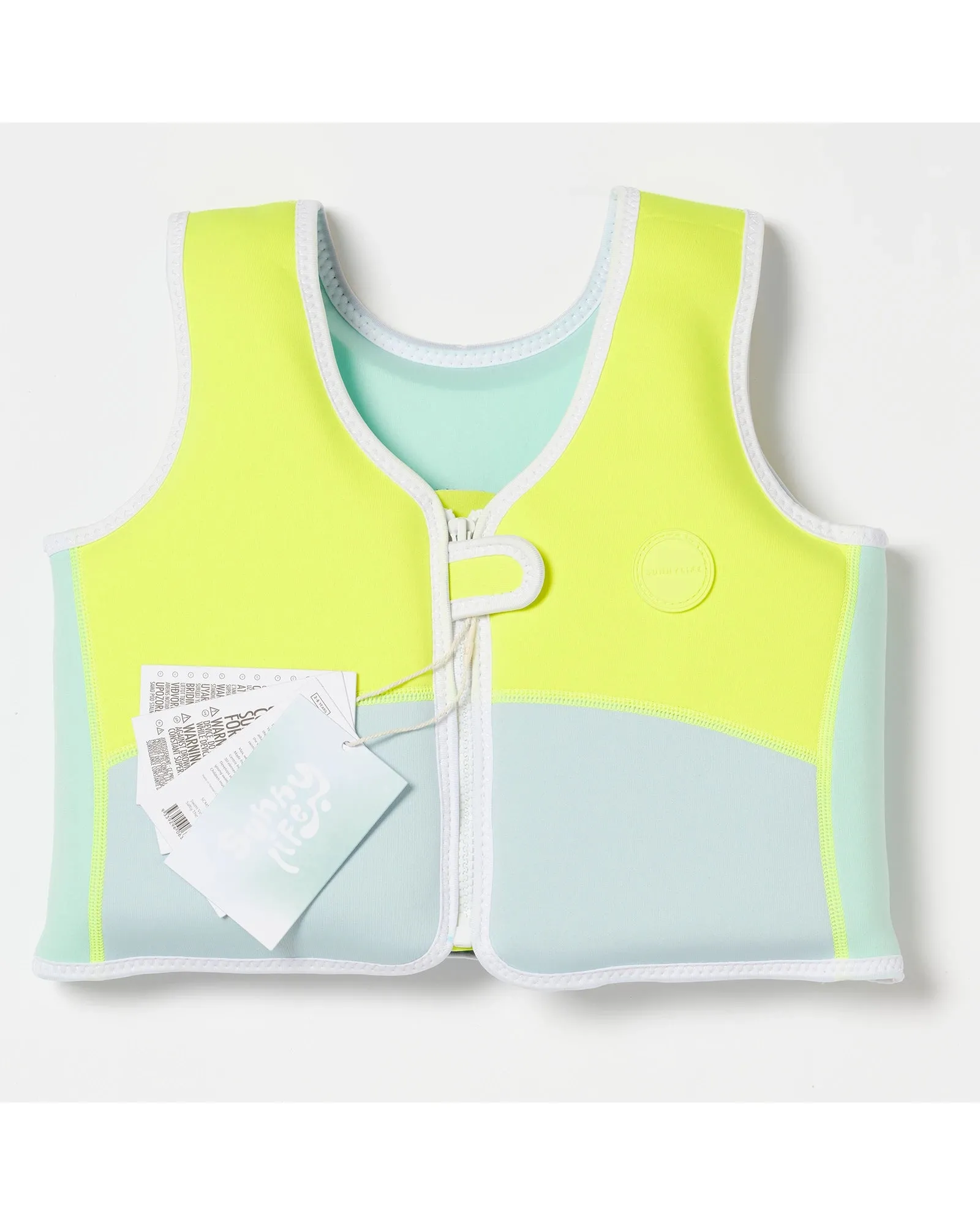 Sunnylife Salty the Shark Swim Vest 3-6 Aqua Neon Yellow