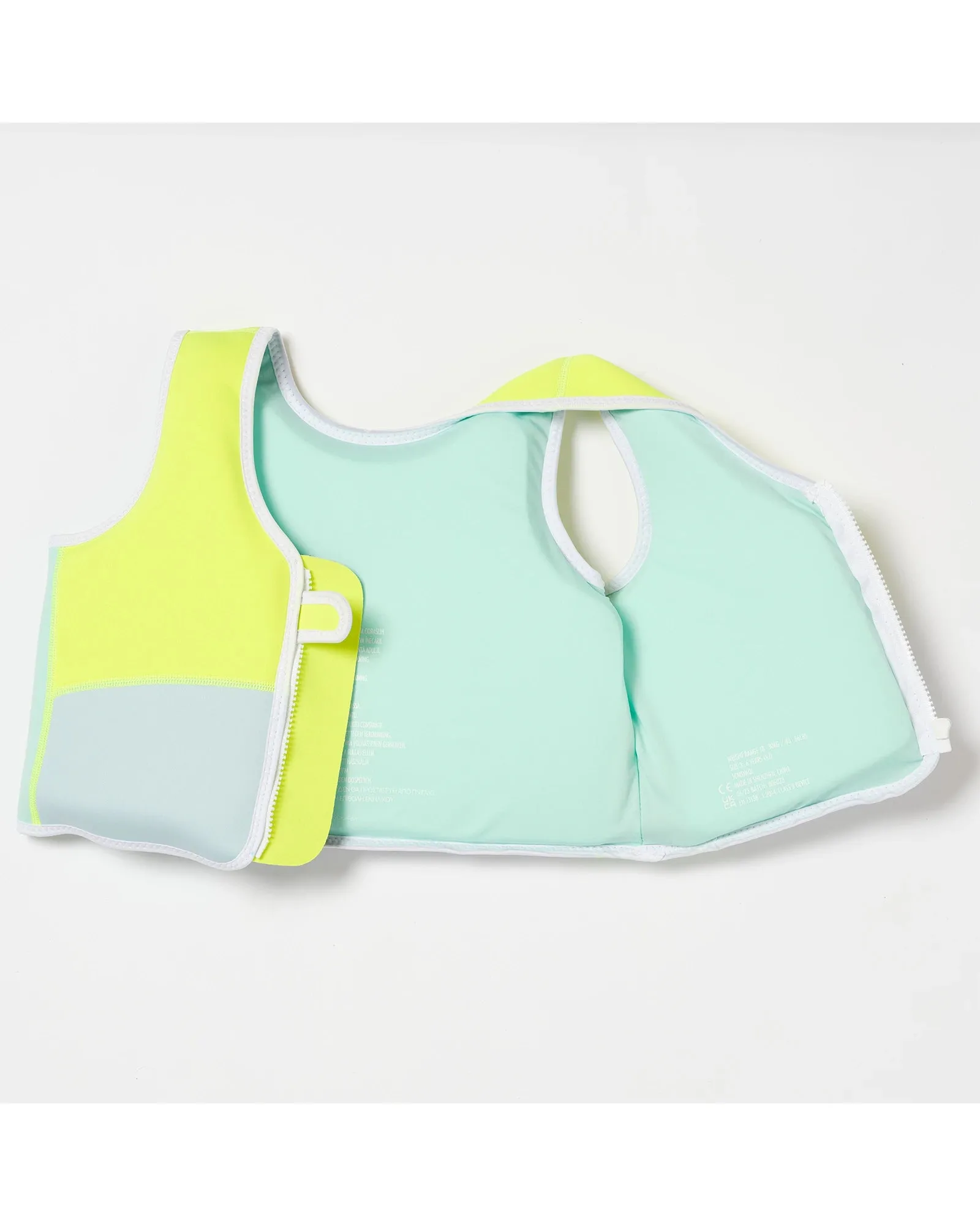 Sunnylife Salty the Shark Swim Vest 3-6 Aqua Neon Yellow