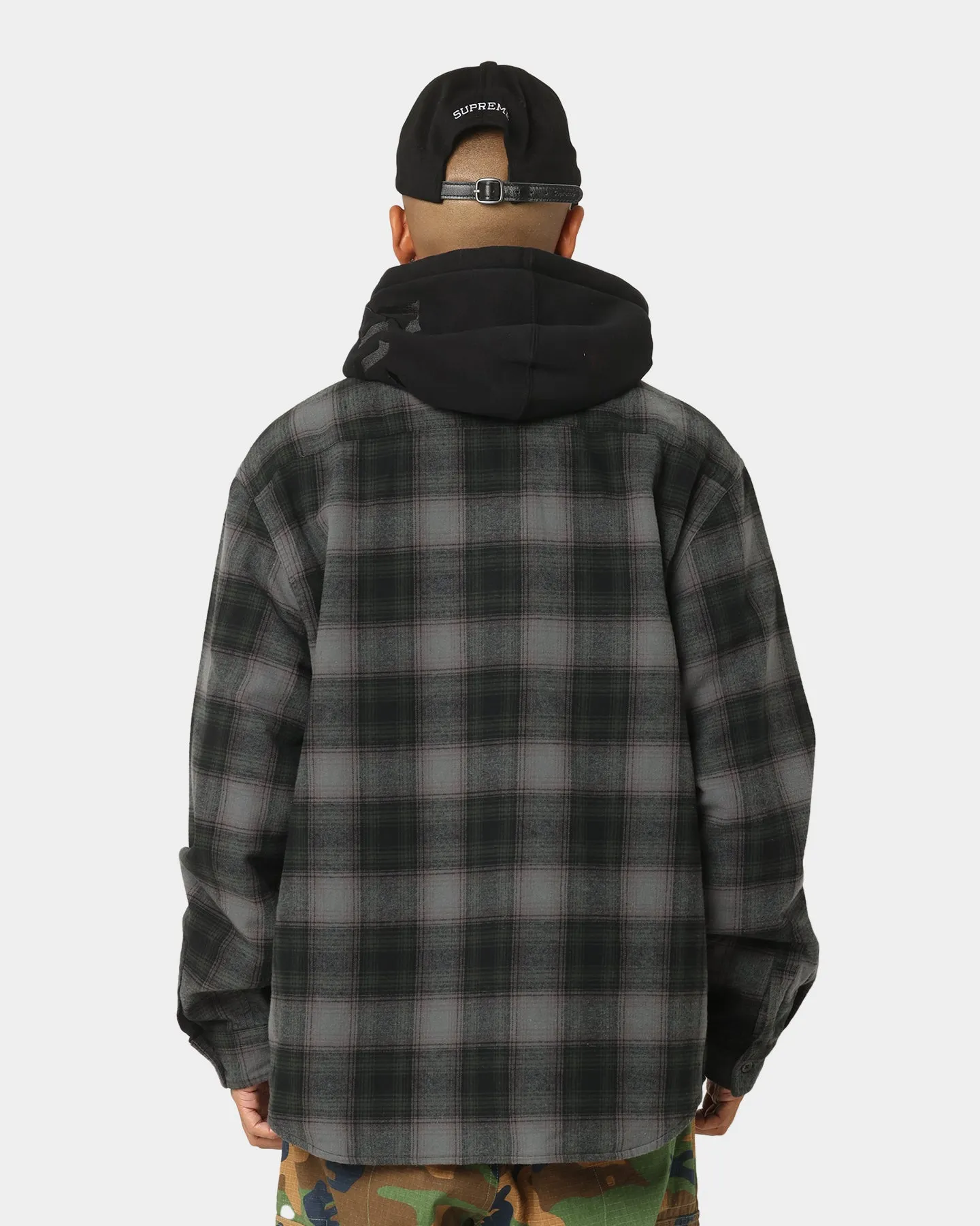 Supreme Hooded Flannel Zip Up Shirt Black