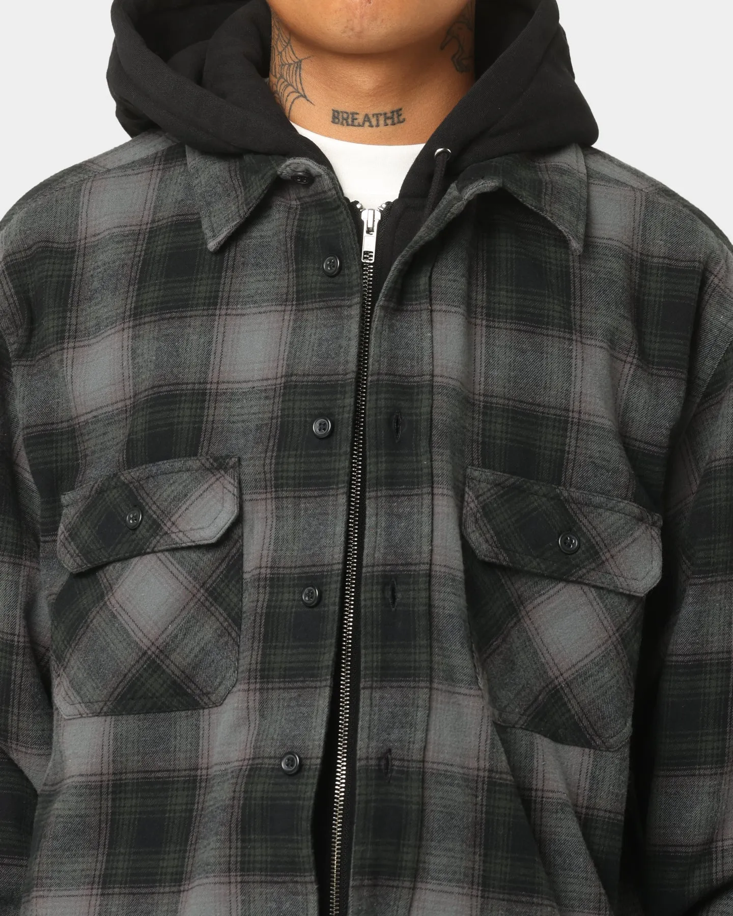 Supreme Hooded Flannel Zip Up Shirt Black