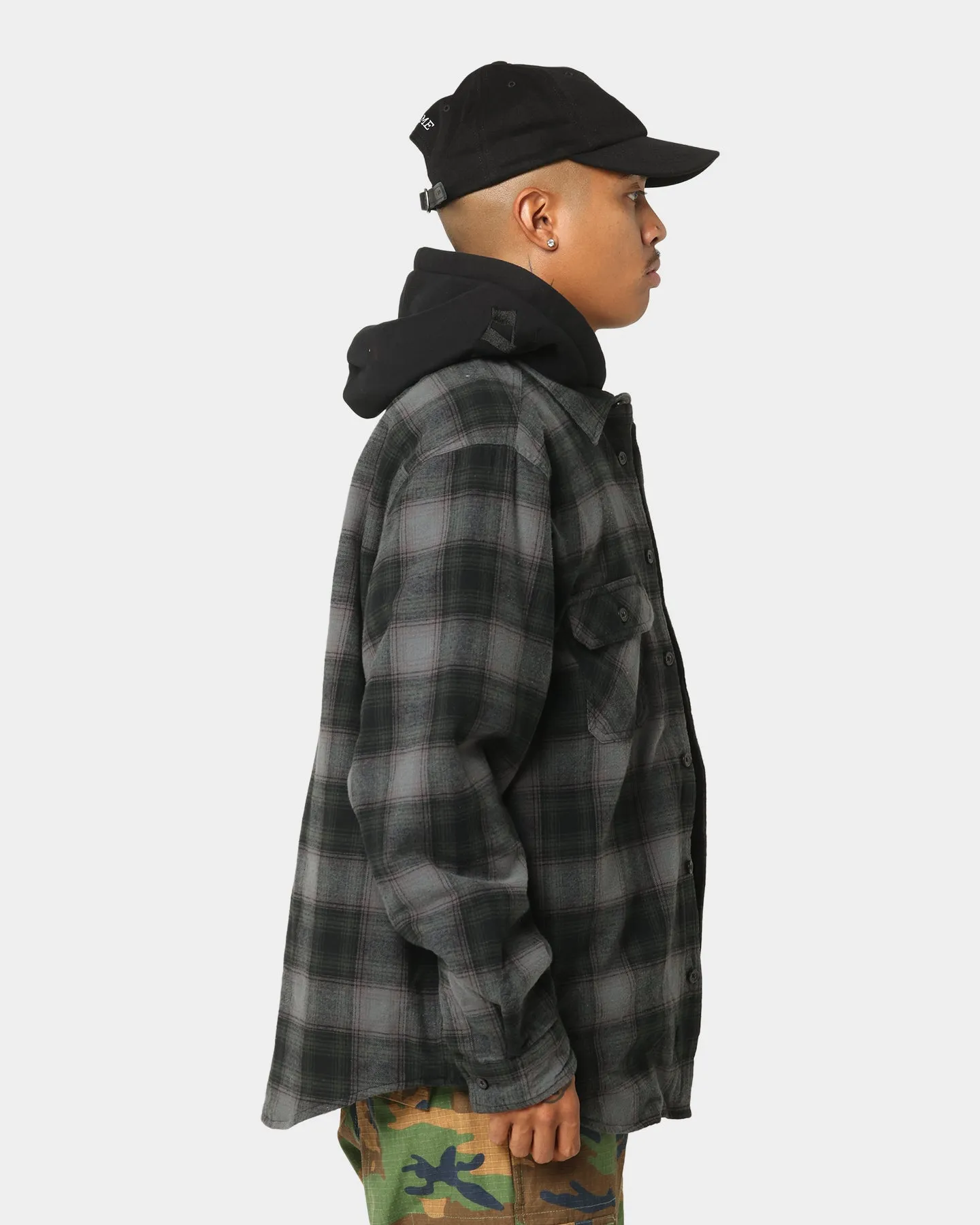 Supreme Hooded Flannel Zip Up Shirt Black