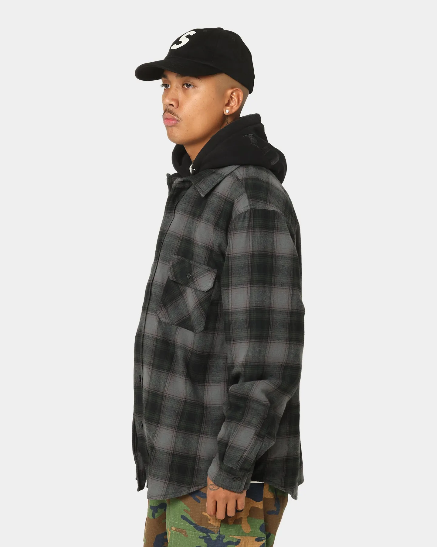 Supreme Hooded Flannel Zip Up Shirt Black