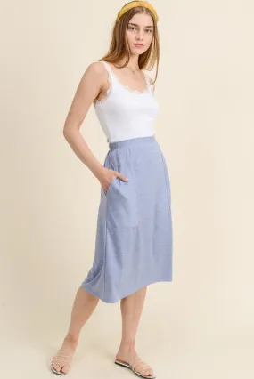 The Daily Midi Skirt in Denim