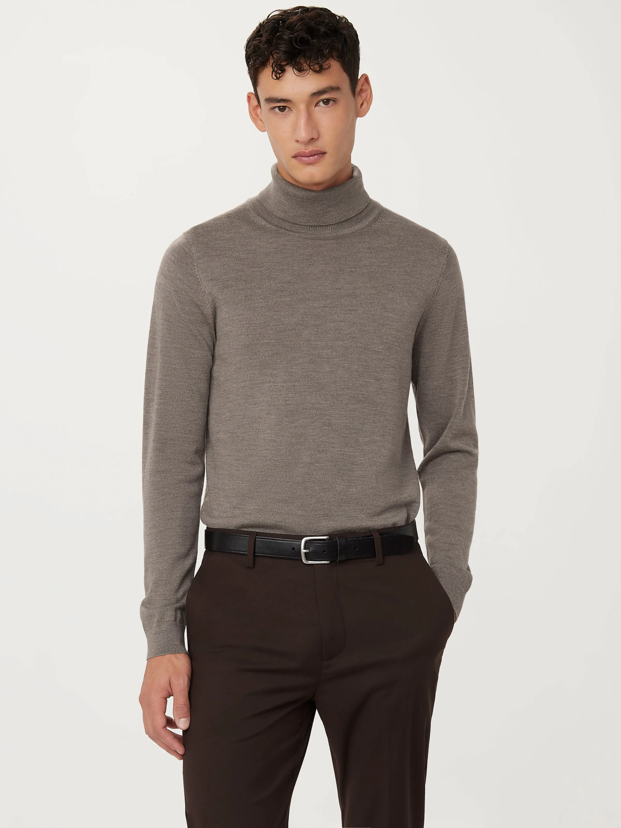 The Merino Wool Turtleneck  in Dark Taupe