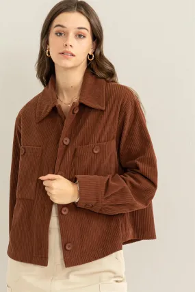 To My Lover Corduroy Big Buttoned Shacket