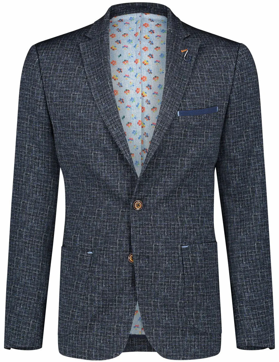 Travel Structure Printed Blue Blazer