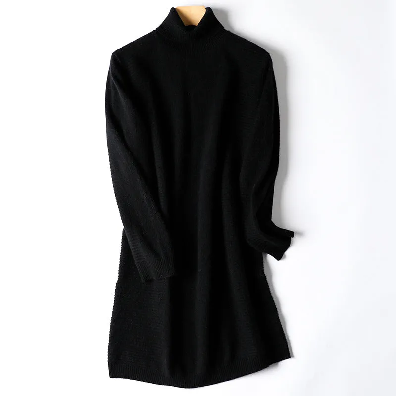 Turtleneck Cashmere Long Sleeve Pullover Long Cashmere Sweater for Women