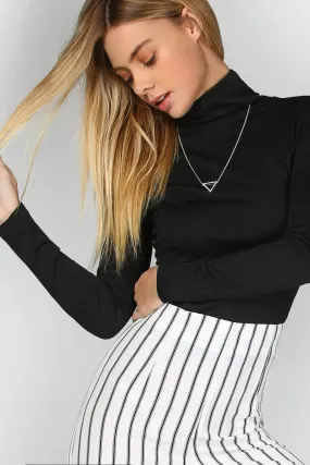 Turtleneck Long Sleeve Top Black