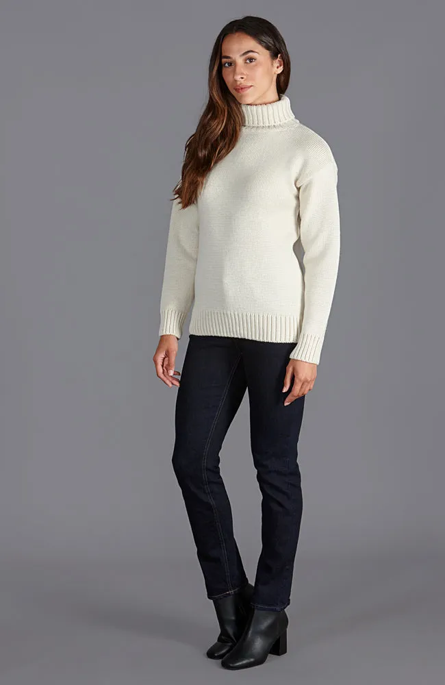 Womens Chunky Merino Wool Submariner Roll Neck Jumper