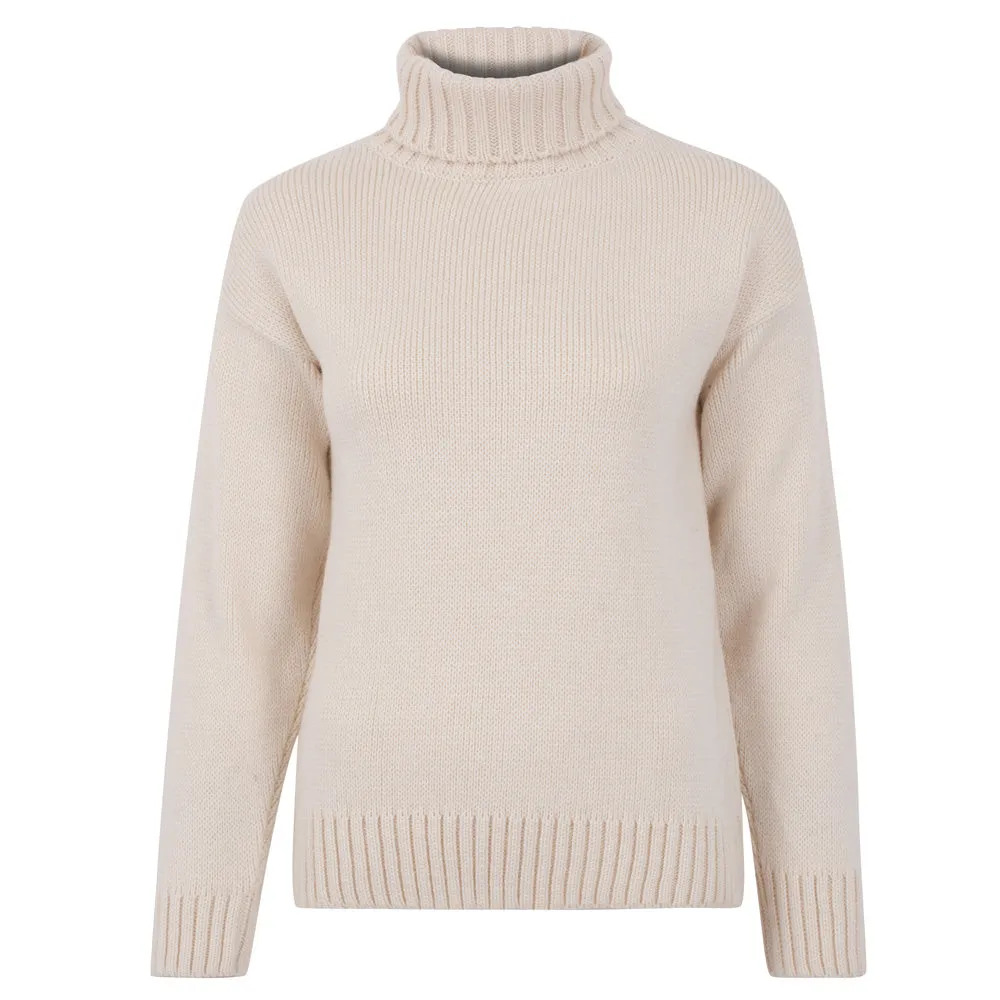 Womens Chunky Merino Wool Submariner Roll Neck Jumper