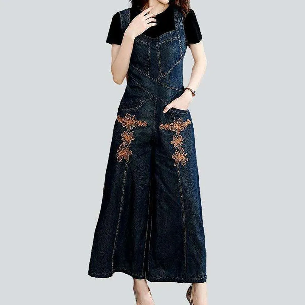 Women's denim wide jumpsuit