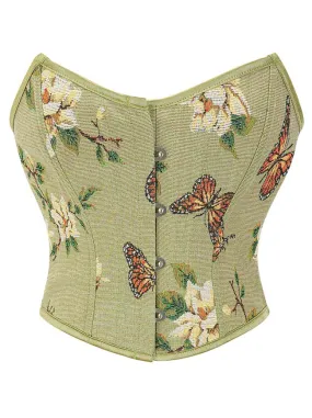 Women's Fashion Renaissance Retro Floral Strapless Bustier Corset Crop Top