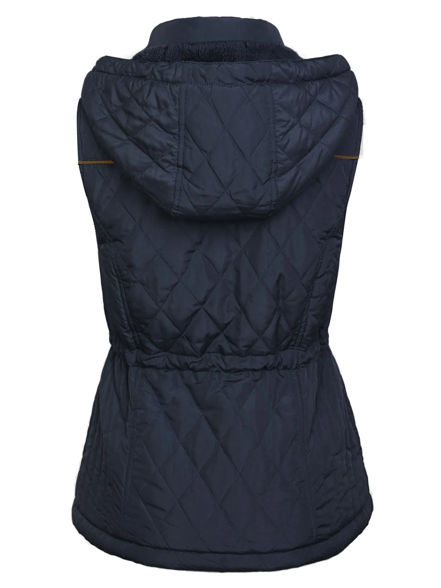 Womens Fur Lined Lightweight Zip Up Quilted Vest with Detachable Hood