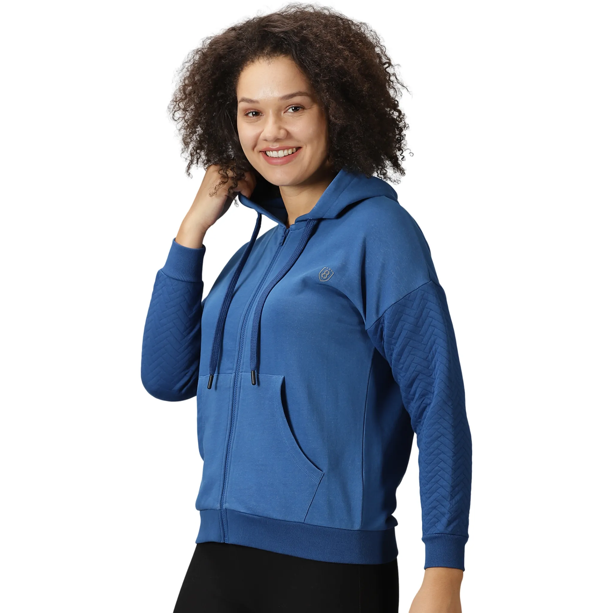 Women's Quilted Hooded Sweat Shirt with Kangaroo Pockets.