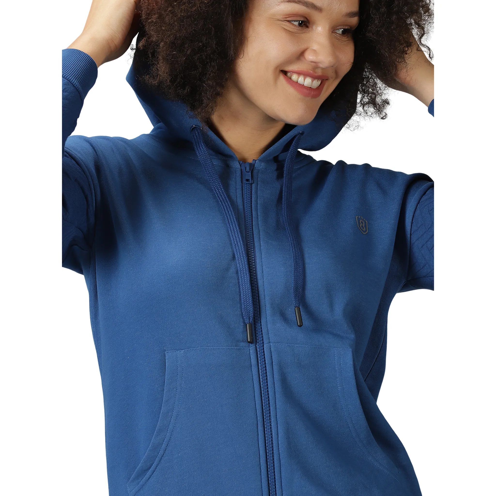 Women's Quilted Hooded Sweat Shirt with Kangaroo Pockets.