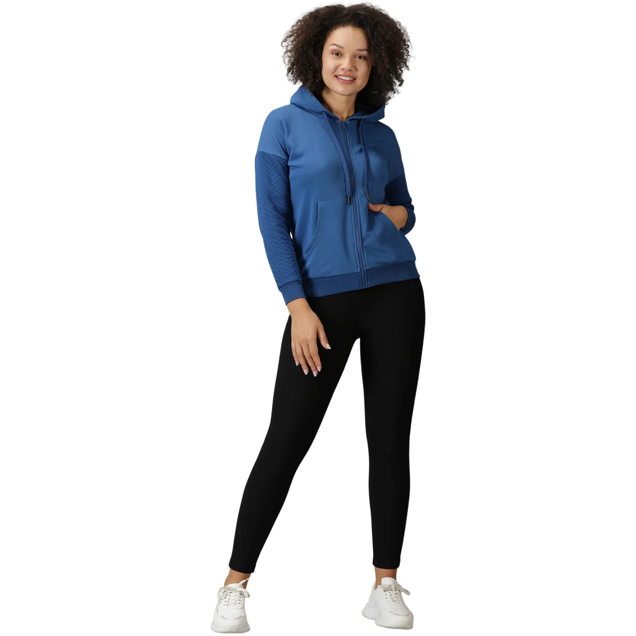 Women's Quilted Hooded Sweat Shirt with Kangaroo Pockets.