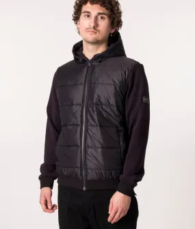 Zip Through Track Quilted Hybrid Hoodie